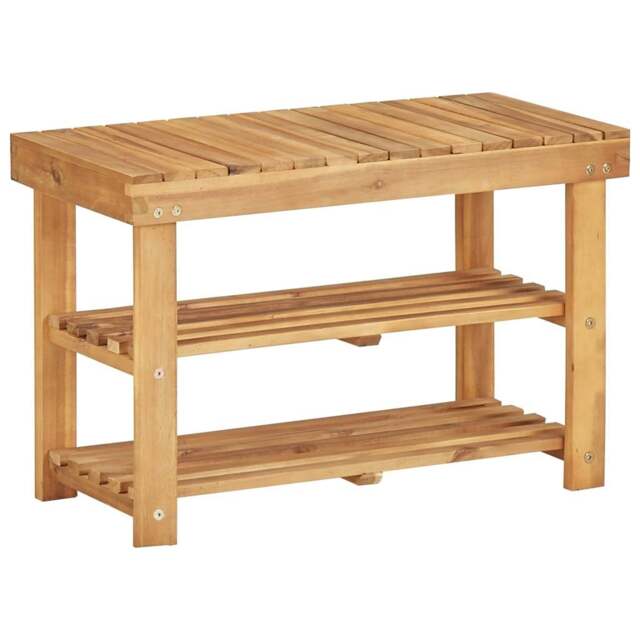 Rackhams Shoe Rack 70x32x46 cm Solid Acacia Wood