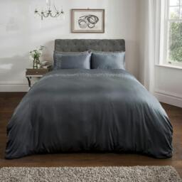 Rackhams Luxury Hotel Quality Diamonte Embellished Duvet Cover with Pillowcases - Charcoal - Super King (220cm x 260cm)