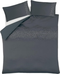 Rackhams Luxury Hotel Quality Diamonte Embellished Duvet Cover with Pillowcases - Charcoal - Super King (220cm x 260cm) - thumbnail 4