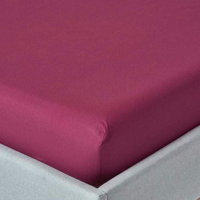 Rackhams Crisp & Cool 200 TC Egyptian Cotton Percale Fitted Sheet – 46 cm Extra Deep - Plum - King - image 1