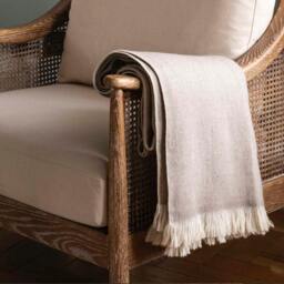 Rackhams Regency Herringbone Wool Throw - Oatmeal - 100% Wool - H130 x W170 x 1cm, 0.9 kg