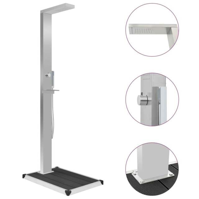 Rackhams Outdoor Shower with Tray WPC Stainless Steel
