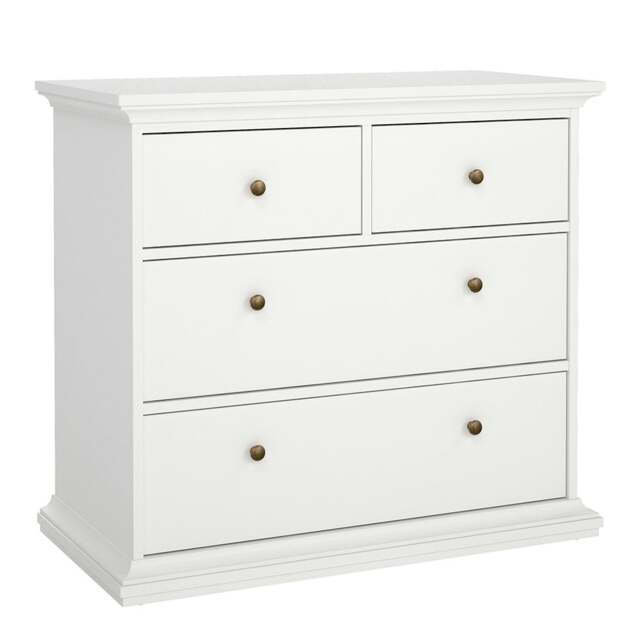 Rackhams Paris Chest of 4 Drawers in White - White - Matt - Melamine - image 1
