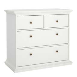 Rackhams Paris Chest of 4 Drawers in White - White - Matt - Melamine