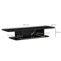 Rackhams Wall Mounted TV  Stand Entertainment Unit with Storage Shelf, Black - White - thumbnail 6