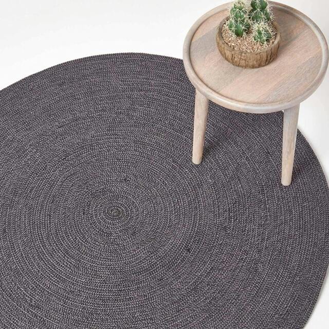 Rackhams Grey and Black Melange Braided Rug - 200 cm Round - image 1