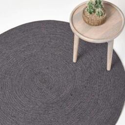 Rackhams Grey and Black Melange Braided Rug - 200 cm Round