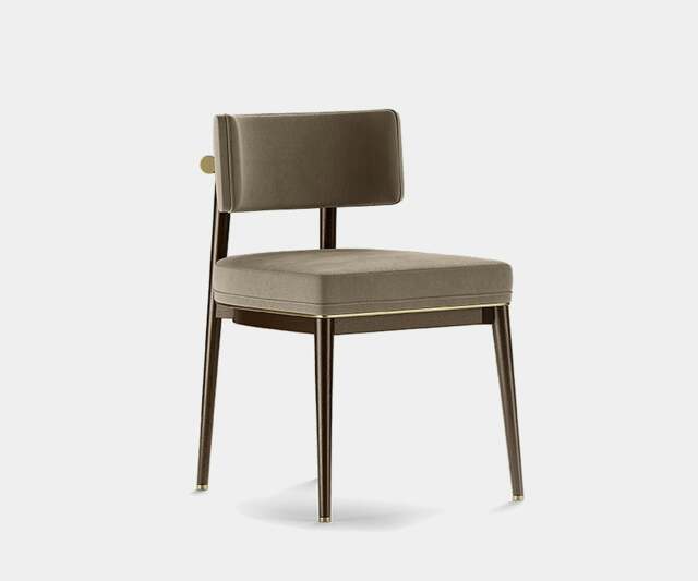 Rackhams Aster Frank Dining Chair: Minimalist Design with Moka Oak Wood & Brass Accents - image 1