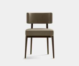 Rackhams Aster Frank Dining Chair: Minimalist Design with Moka Oak Wood & Brass Accents - thumbnail 2