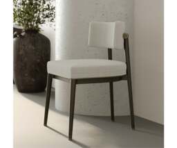 Rackhams Aster Frank Dining Chair: Minimalist Design with Moka Oak Wood & Brass Accents - thumbnail 6
