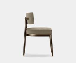 Rackhams Aster Frank Dining Chair: Minimalist Design with Moka Oak Wood & Brass Accents - thumbnail 3