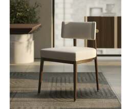 Rackhams Aster Frank Dining Chair: Minimalist Design with Moka Oak Wood & Brass Accents - thumbnail 5