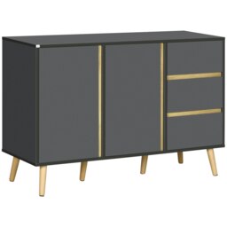 Rackhams Sideboard Kitchen Cupboard w/ Adjustable Shelves, Double Doors Dark Grey - thumbnail 3