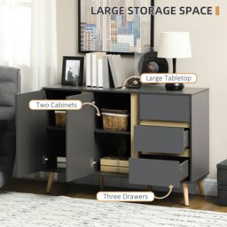 Rackhams Sideboard Kitchen Cupboard w/ Adjustable Shelves, Double Doors Dark Grey - thumbnail 4