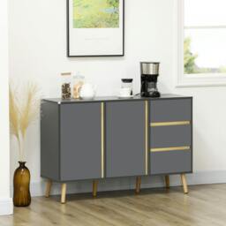 Rackhams Sideboard Kitchen Cupboard w/ Adjustable Shelves, Double Doors Dark Grey