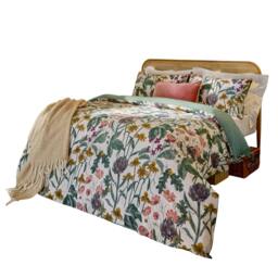 Rackhams Florapedia Reversible Floral Duvet Cover Set - Oatmeal - King/Super King - Oatmeal - 100% Polyester - thumbnail 1