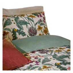 Rackhams Florapedia Reversible Floral Duvet Cover Set - Oatmeal - King/Super King - Oatmeal - 100% Polyester - thumbnail 2