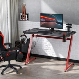 Rackhams Gaming Desk with Gamepad Holder Cup Holder Headphone Hook - Black, Red - thumbnail 2
