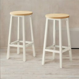 Rackhams Set of 2 Bar Stools With Metal Frame Beige - thumbnail 6