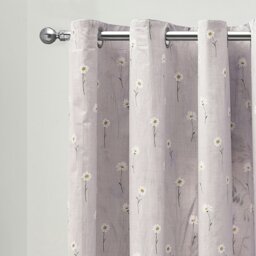 Rackhams Grasmere Floral Fully Reversible Eyelet Curtains - 66x90 Inch - Lilac - thumbnail 2