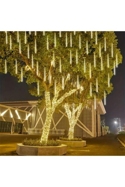 Rackhams Solar-Powered Meteor Shower String Lights with Remote Control - White - One Size - image 1
