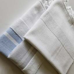 Rackhams Luna Cotton Hammam Hand Towel - Blue on White - thumbnail 3