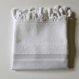 Rackhams Luna Cotton Hammam Hand Towel - Blue on White - thumbnail 5