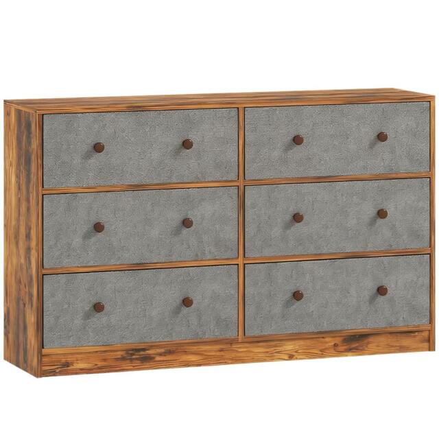 Rackhams Modern Wooden Chest of 6 Drawers Bedroom Storage Cabinet Bedside Table Unit - Wood - Grey - image 1