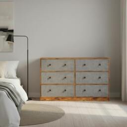 Rackhams Modern Wooden Chest of 6 Drawers Bedroom Storage Cabinet Bedside Table Unit - Wood - Grey - thumbnail 5