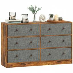 Rackhams Modern Wooden Chest of 6 Drawers Bedroom Storage Cabinet Bedside Table Unit - Wood - Grey - thumbnail 4