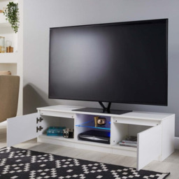 Rackhams Modern TV Stand Cabinet Black 140cm Matt Gloss Suitable for 42-65 Inch TV's - White - thumbnail 5