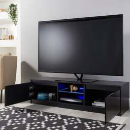 Rackhams Modern TV Stand Cabinet Black 140cm Matt Gloss Suitable for 42-65 Inch TV's - White - thumbnail 4