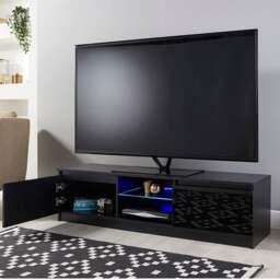 Rackhams Modern TV Stand Cabinet Black 140cm Matt Gloss Suitable for 42-65 Inch TV's - White - thumbnail 6