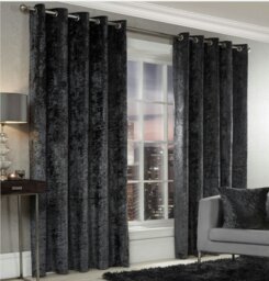 "Rackhams Crushed Velvet Fully Lined Eyelet Curtains - Cream - 46 x 54""" - thumbnail 3
