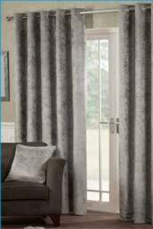 "Rackhams Crushed Velvet Fully Lined Eyelet Curtains - Cream - 46 x 54""" - thumbnail 2