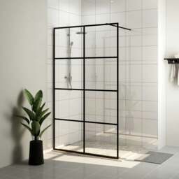 Rackhams Walk-in Shower Wall with Clear ESG Glass 115x195 cm Black - thumbnail 1