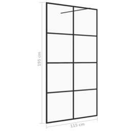 Rackhams Walk-in Shower Wall with Clear ESG Glass 115x195 cm Black - thumbnail 5