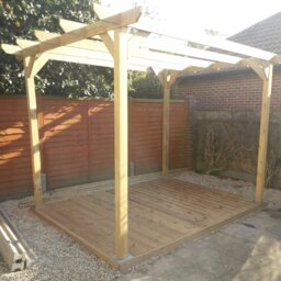Rackhams Timber Pergola & Decking Complete DIY Kit, Quality Tanalised Redwood Timber, various sizes. - 4.8m x 4.8m - thumbnail 3