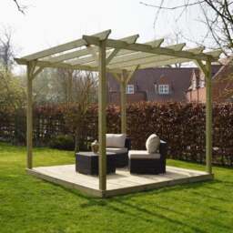 Rackhams Timber Pergola & Decking Complete DIY Kit, Quality Tanalised Redwood Timber, various sizes. - 4.8m x 4.8m - thumbnail 1