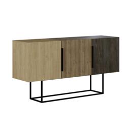 Rackhams Tontini Modern Console Sideboard Display Unit with 3 Cabinets and Shelves Oak Dark Oak Effect Dark Coffee 150cm - Multicolor - thumbnail 2