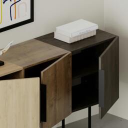 Rackhams Tontini Modern Console Sideboard Display Unit with 3 Cabinets and Shelves Oak Dark Oak Effect Dark Coffee 150cm - Multicolor - thumbnail 6
