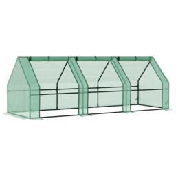 Rackhams Mini Small Greenhouse with Steel Frame & PE Cover & Zipped Window Poly tunnel Steeple for Plants Vegetables, 270 x 90 x 90 cm, Green - thumbnail 1