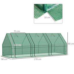 Rackhams Mini Small Greenhouse with Steel Frame & PE Cover & Zipped Window Poly tunnel Steeple for Plants Vegetables, 270 x 90 x 90 cm, Green - thumbnail 2