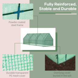Rackhams Mini Small Greenhouse with Steel Frame & PE Cover & Zipped Window Poly tunnel Steeple for Plants Vegetables, 270 x 90 x 90 cm, Green - thumbnail 4