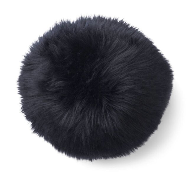 Rackhams Angelite Cushion - D30 cm - D25 - D35 - Long Wool - Black - D35 cm - image 1
