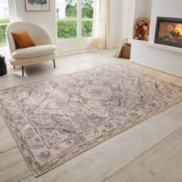 Rackhams Terrain Designer Shortpile Cream Grey Rug - 200X280 cm - thumbnail 4