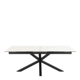 Rackhams Heaven Extendable Dining Table with Ceramic White Top 200cm - Black - No - White - thumbnail 2