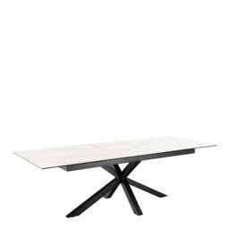Rackhams Heaven Extendable Dining Table with Ceramic White Top 200cm - Black - No - White - thumbnail 3