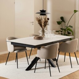 Rackhams Heaven Extendable Dining Table with Ceramic White Top 200cm - Black - No - White - thumbnail 5