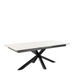 Rackhams Heaven Extendable Dining Table with Ceramic White Top 200cm - Black - No - White - thumbnail 1